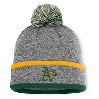 Bonnet en tricot à revers et pompon gris chiné pour homme Athletics Fanatics