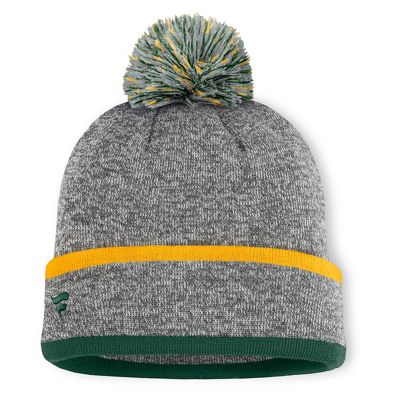 Bonnet en tricot à revers et pompon gris chiné pour homme Athletics Fanatics