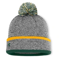 Bonnet en tricot à revers et pompon gris chiné pour homme Athletics Fanatics