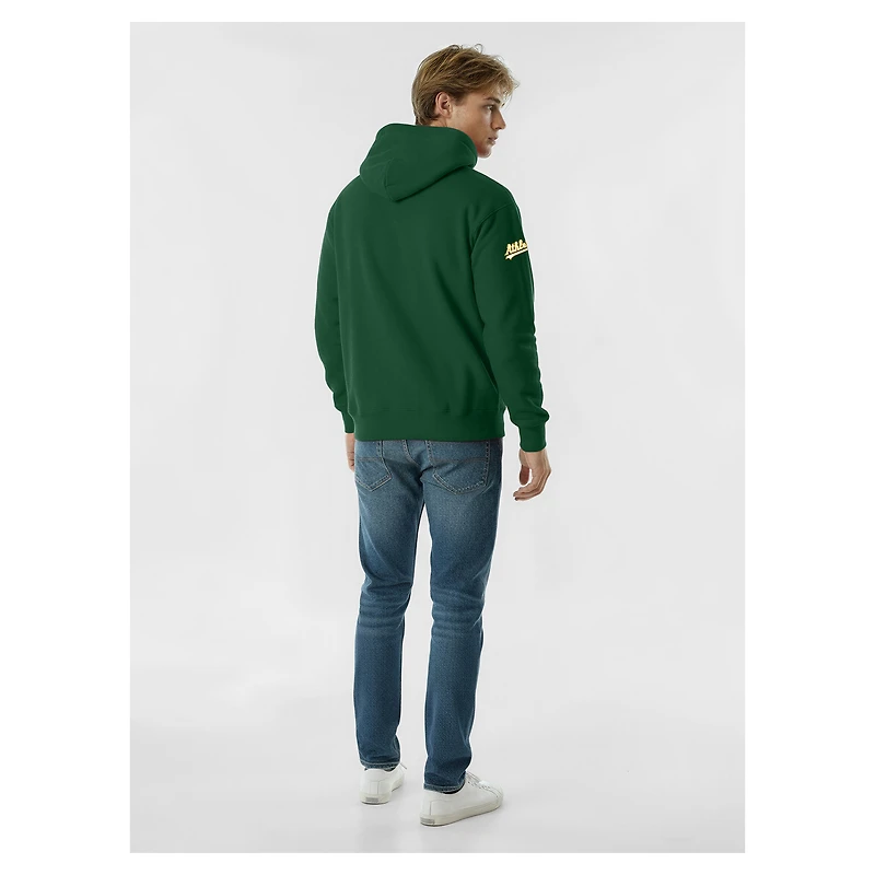Sweat à capuche Champion Athletics vert pour homme, en chenille tissée inversée.
