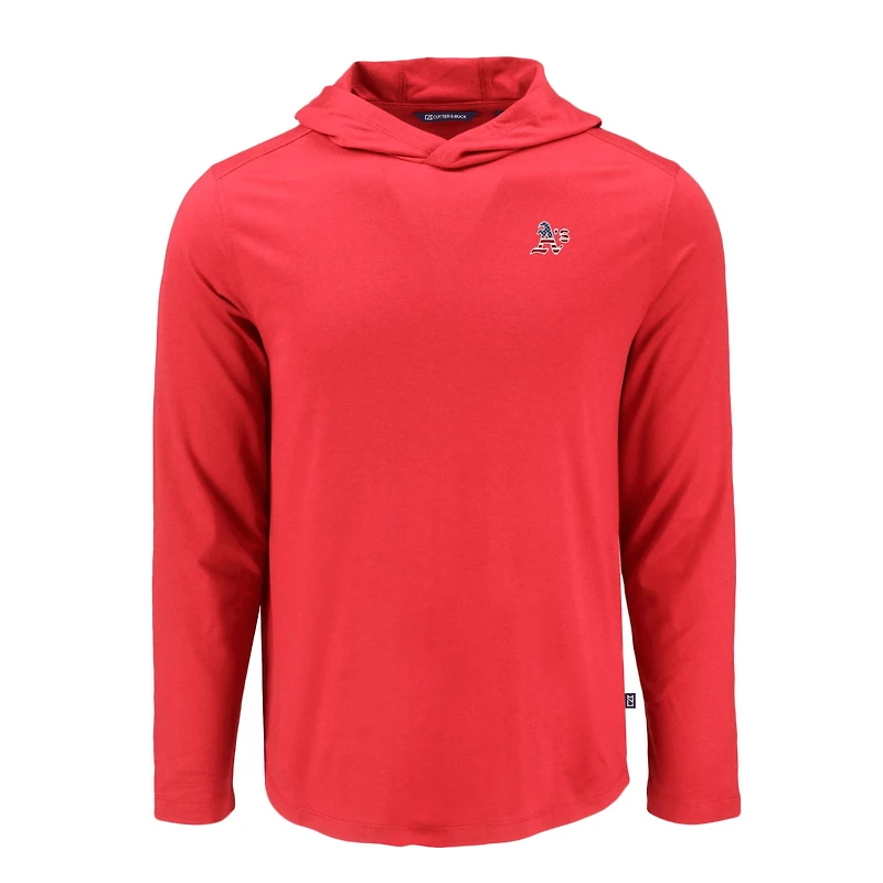 Men's Cutter & Buck Red Athletics Coastline Epic Comfort Recycled Eco Hoodie Long Sleeve T-Shirt