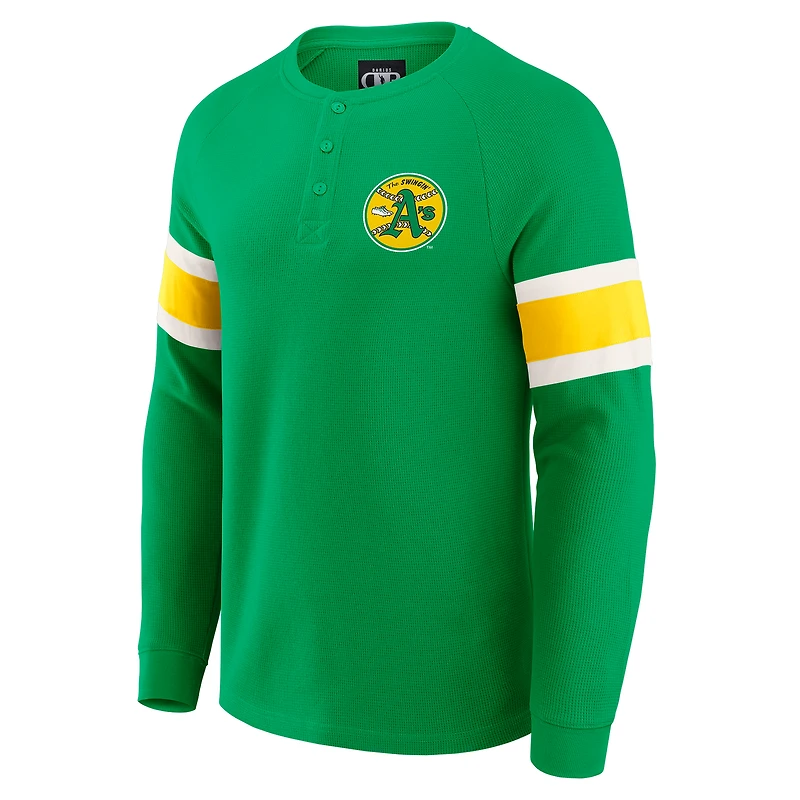Men's Darius Rucker Collection by Fanatics Green Athletics Waffle-Knit Raglan Long Sleeve Henley T-Shirt