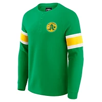 Men's Darius Rucker Collection by Fanatics Green Athletics Waffle-Knit Raglan Long Sleeve Henley T-Shirt