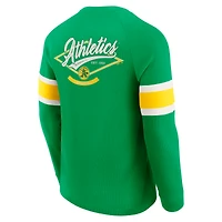 Men's Darius Rucker Collection by Fanatics Green Athletics Waffle-Knit Raglan Long Sleeve Henley T-Shirt
