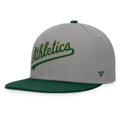 Men's Fanatics Gray/Green Athletics Clubhouse Dugout Fitted Hat