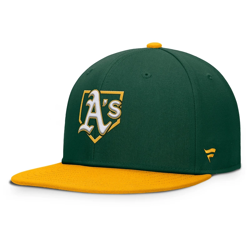 Casquette snapback Fanatics verte et or pour homme, modèle Batter's Box Athletics