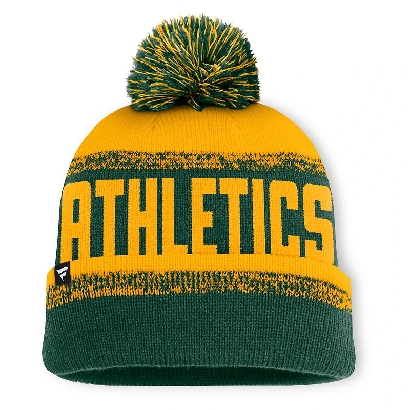 Men's Fanatics Green/Gold Athletics No-Doubter Cuffed Knit Hat with Pom