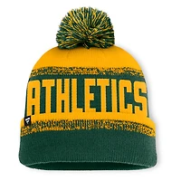 Men's Fanatics Green/Gold Athletics No-Doubter Cuffed Knit Hat with Pom