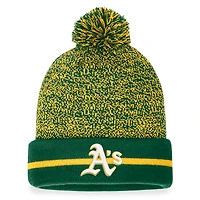 Men's Fanatics Green/Gold Athletics Space-Dye Cuffed Knit Hat with Pom