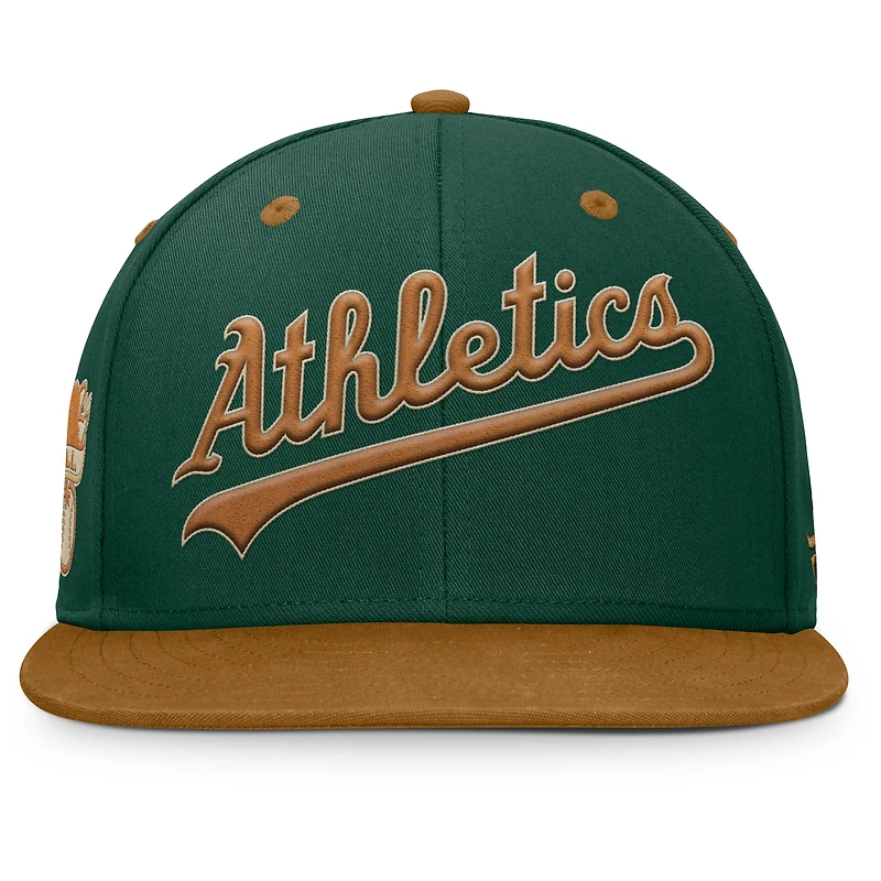 Men's Fanatics Green/Tan Athletics Splinter Fitted Hat