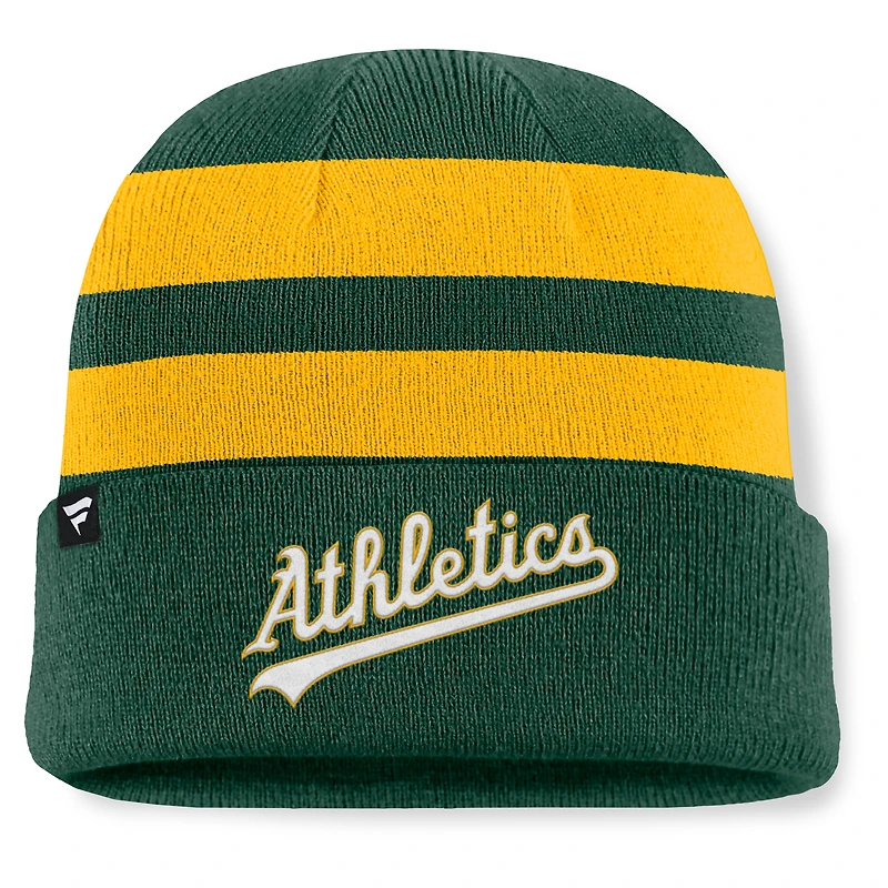 Men's Fanatics Green Athletics Baseline Cuffed Knit Hat