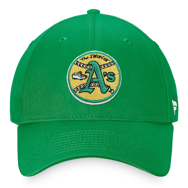 Men's Fanatics Green Athletics Cooperstown Collection Core Adjustable Hat