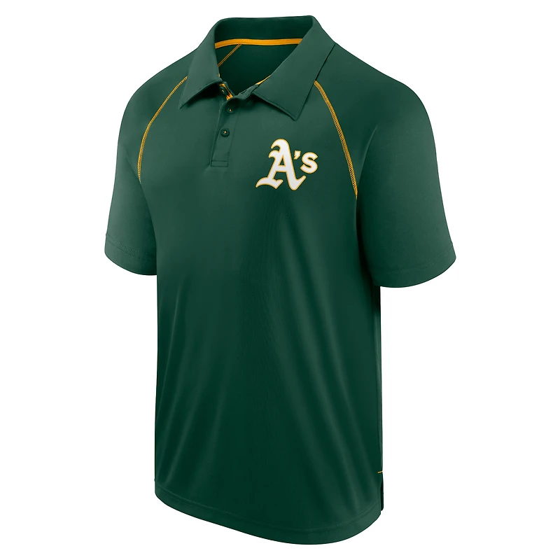 Men's Fanatics Green Athletics Strong Alone Raglan Polo