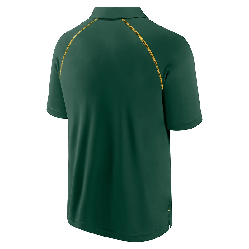 Men's Fanatics Green Athletics Strong Alone Raglan Polo