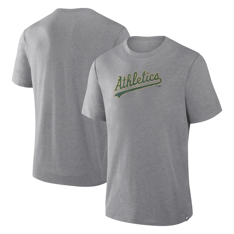 Men's Fanatics Heather Gray Athletics Play Tribute Tri-Blend T-Shirt