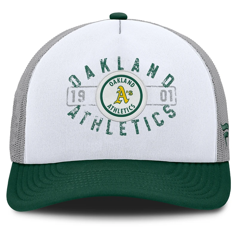 Men's Fanatics White/Green Athletics Designated A-Frame Foam Front Trucker Adjustable Hat