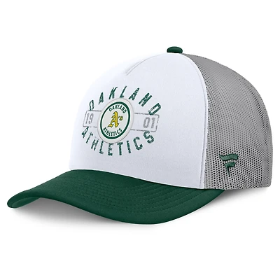 Men's Fanatics White/Green Athletics Designated A-Frame Foam Front Trucker Adjustable Hat