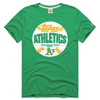 Men's Homage  Green Athletics MLB x Topps Baseball The Real One Tri-Blend T-Shirt