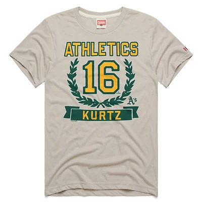 Men's Homage Nick Kurtz Stone Athletics Wreath Rookie Graphic Tri-Blend T-Shirt