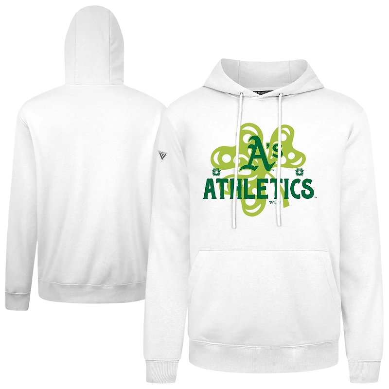 Men's Levelwear  White Athletics St. Patrick's Day Podium Shamrock Pullover Hoodie