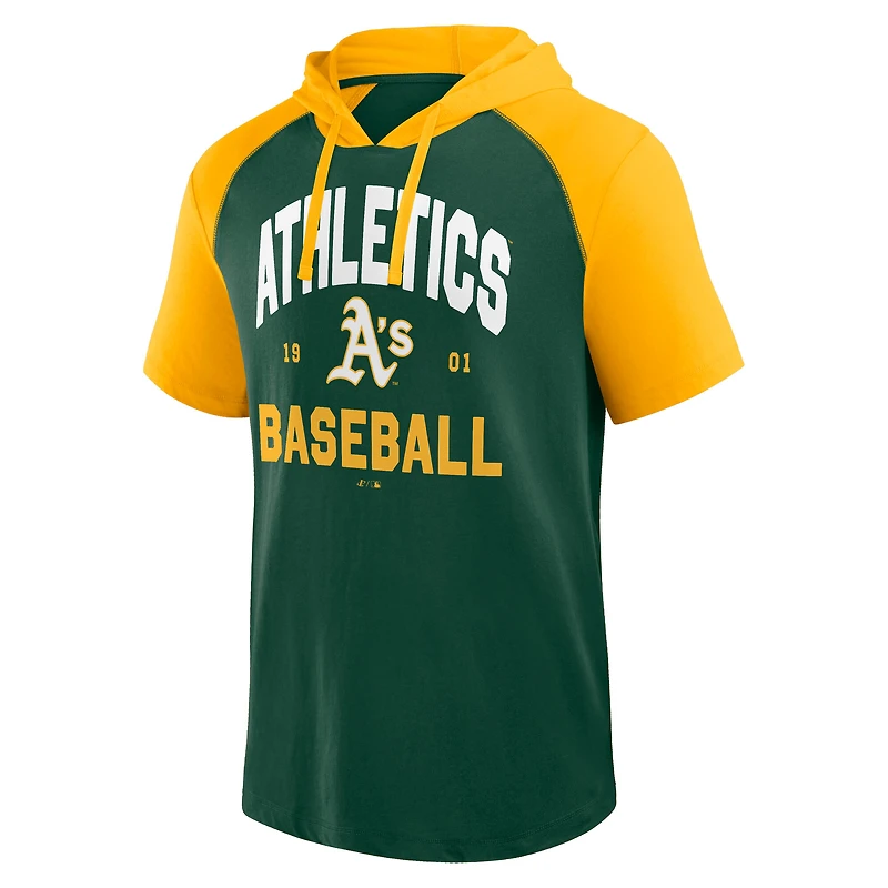 Men's Logo Athletic Green Athletics Prime Raglan Short Sleeve Hoodie T-Shirt