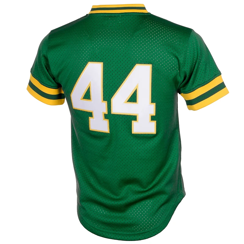 Maillot d'entraînement de frappeur en maille Cooperstown Athletics Green Mitchell & Ness Reggie Jackson pour homme