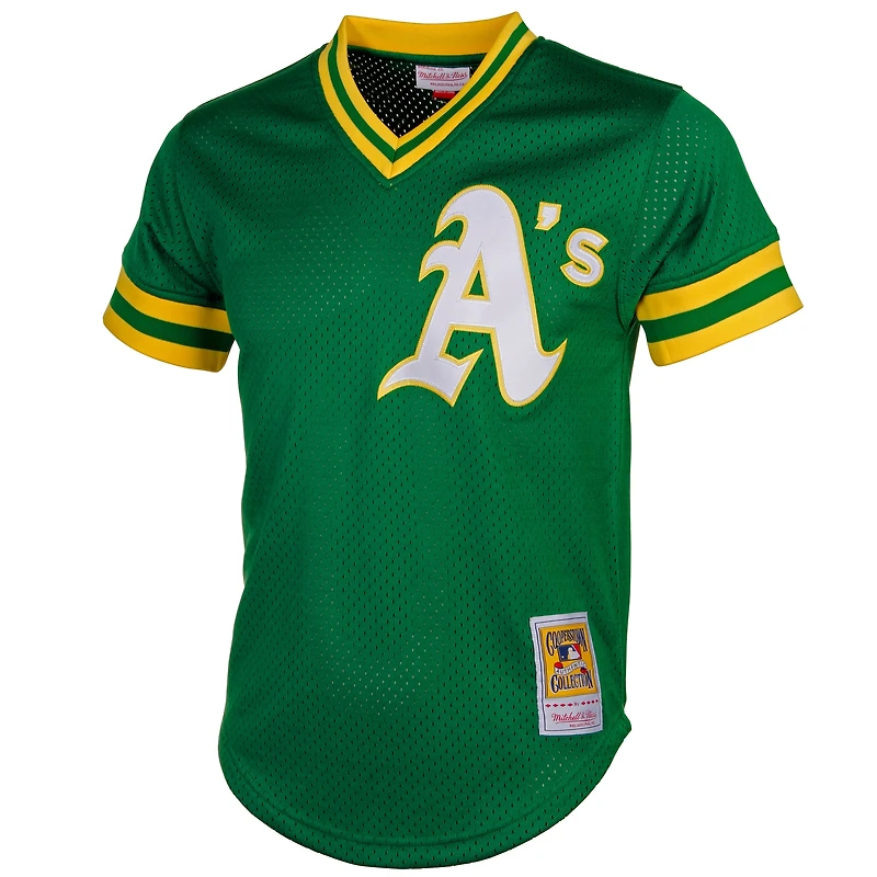 Maillot d'entraînement de frappeur en maille Cooperstown Athletics Green Mitchell & Ness Reggie Jackson pour homme