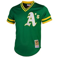 Maillot d'entraînement de frappeur en maille Cooperstown Athletics Green Mitchell & Ness Reggie Jackson pour homme