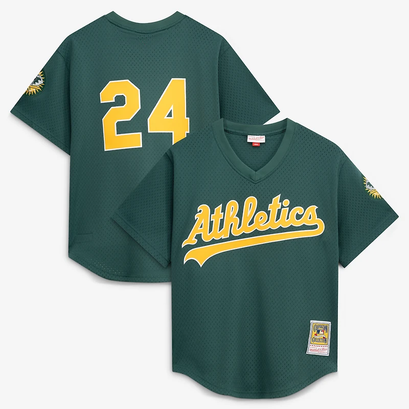 Men's Mitchell & Ness Rickey Henderson Green Athletics Authentic Batting Practice Jersey