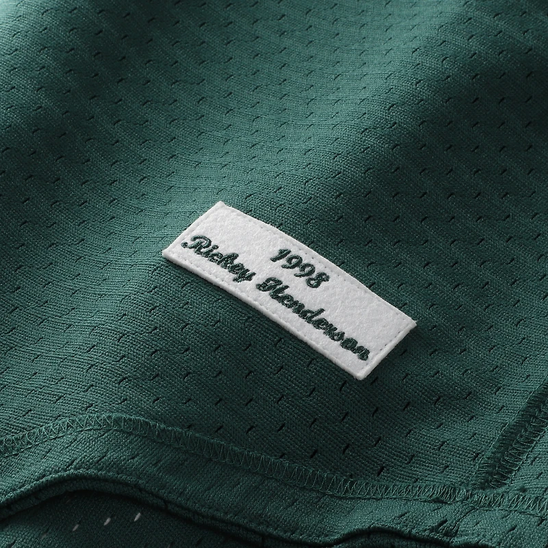 Maillot d'entraînement authentique Mitchell & Ness Rickey Henderson Green Athletics pour homme