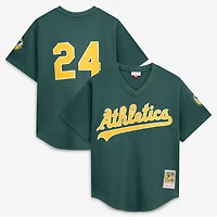 Men's Mitchell & Ness Rickey Henderson Green Athletics Authentic Batting Practice Jersey