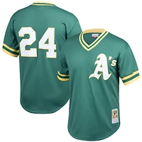 Men's Mitchell & Ness Rickey Henderson Green Athletics Cooperstown Collection Big Tall Mesh Batting Practice Jersey
