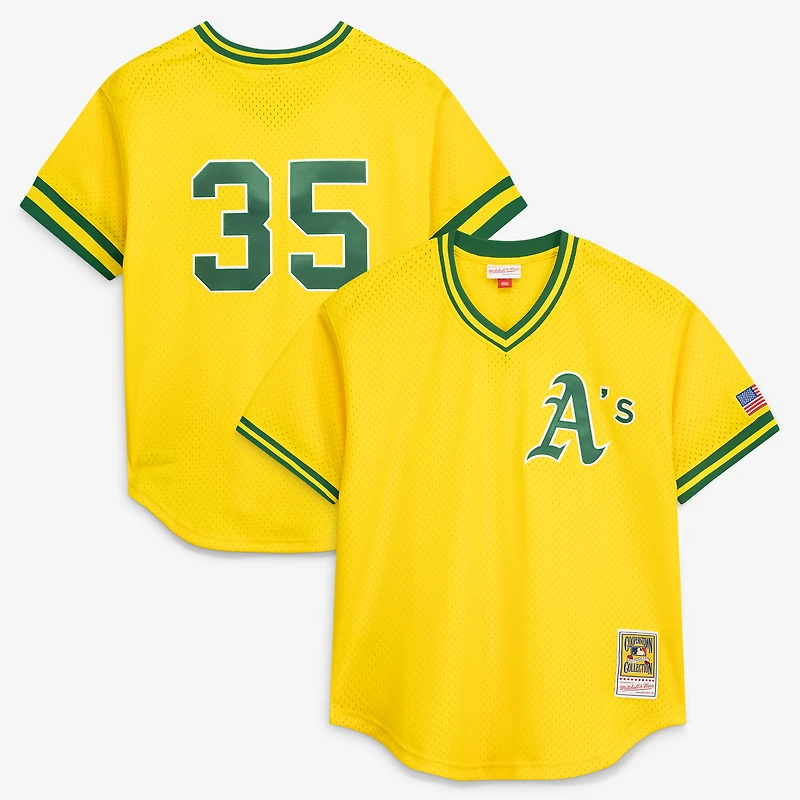Men's Mitchell & Ness Rickey Henderson Yellow Athletics Authentic Batting Practice Jersey