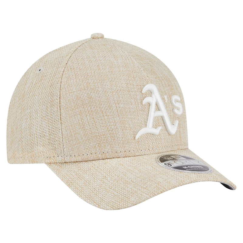 Men's New Era Beige Athletics Cotton Weave M-Crown A-Frame 9FORTY Adjustable Hat