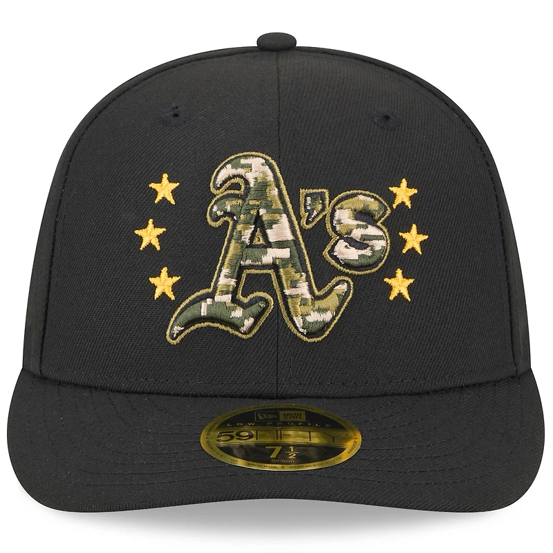 Men's New Era Black Athletics 2024 Armed Forces Day Low Profile 59FIFTY Fitted Hat