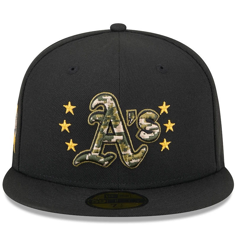 Casquette ajustée 59FIFTY Athletics 2024 Armed Forces Day On-Field pour homme de New Era, noire