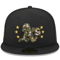Casquette ajustée 59FIFTY Athletics 2024 Armed Forces Day On-Field pour homme de New Era, noire