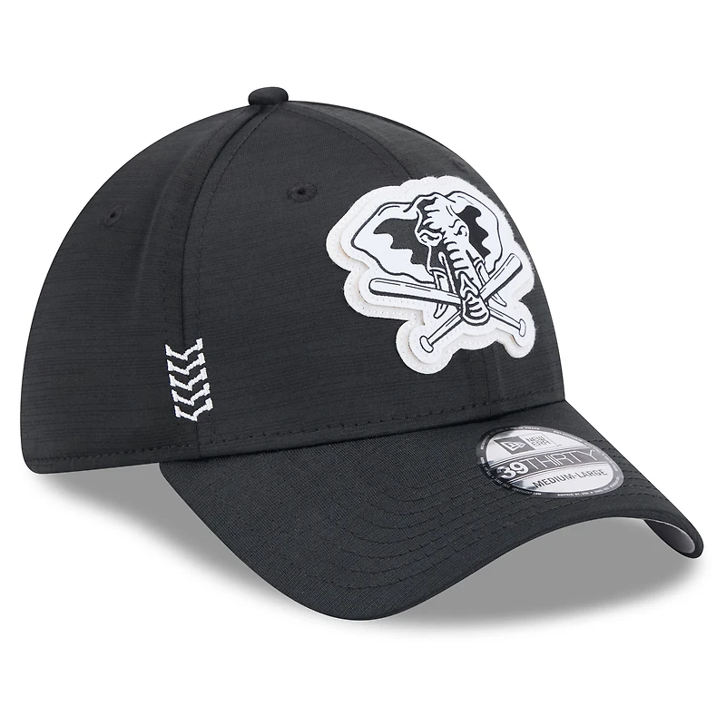 Casquette New Era Athletics 2024 Clubhouse 39THIRTY Flex Fit noire pour homme