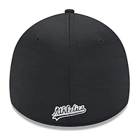 Casquette New Era Athletics 2024 Clubhouse 39THIRTY Flex Fit noire pour homme