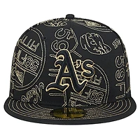 Men's New Era Black Athletics 59FIFTY Day Allover Fitted Hat