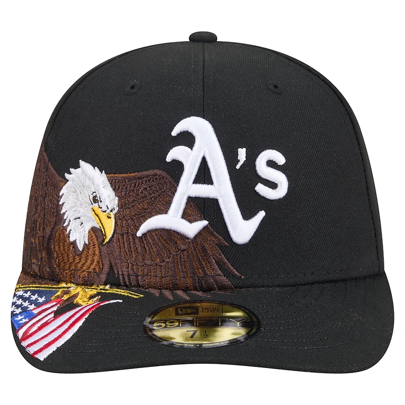 Men's New Era Black Athletics Americana Bald Eagle Pre-Curved 59FIFTY Fitted Hat