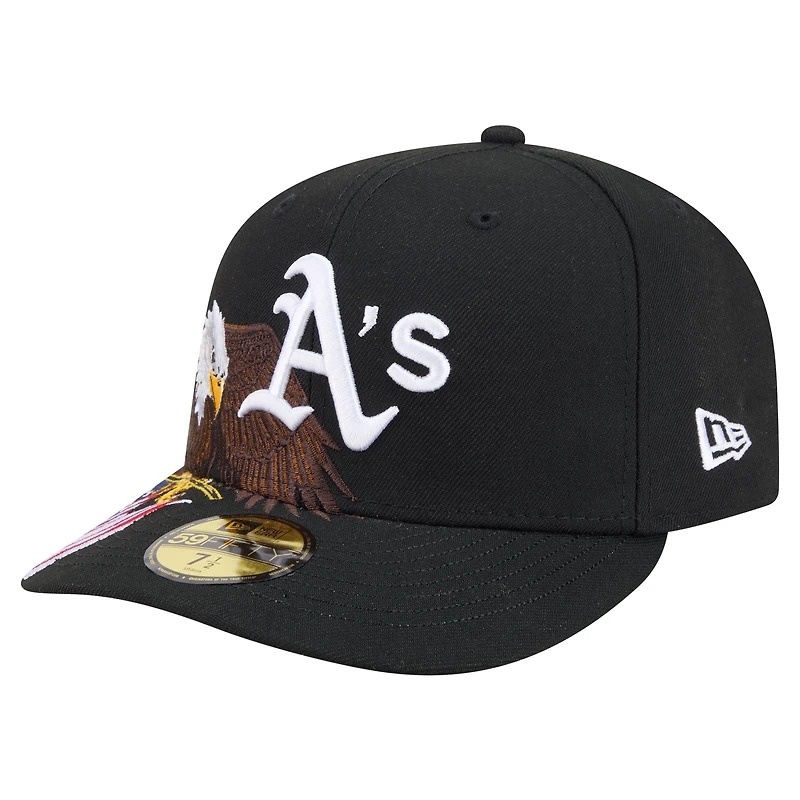 Men's New Era Black Athletics Americana Bald Eagle Pre-Curved 59FIFTY Fitted Hat