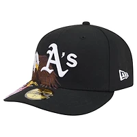 Men's New Era Black Athletics Americana Bald Eagle Pre-Curved 59FIFTY Fitted Hat