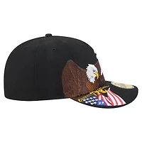 Men's New Era Black Athletics Americana Bald Eagle Pre-Curved 59FIFTY Fitted Hat