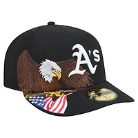 Men's New Era Black Athletics Americana Bald Eagle Pre-Curved 59FIFTY Fitted Hat
