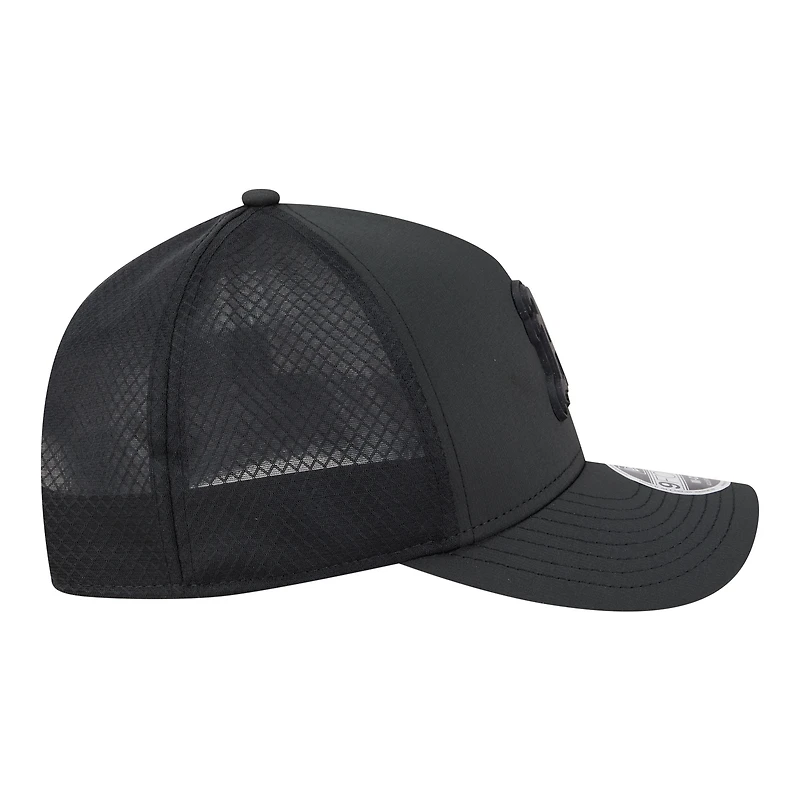 Casquette trucker New Era Athletics noire pour homme, logo M-Crown, monture A-Frame 9FORTY, ajustable