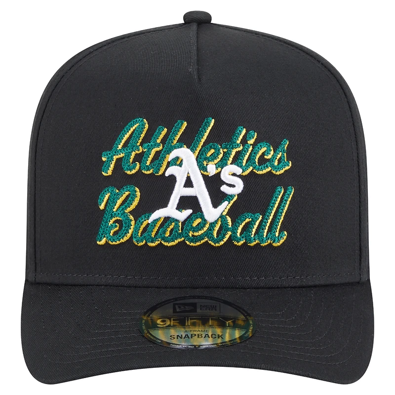Men's New Era Black Athletics Chainstitch 9FIFTY A-Frame Snapback Hat