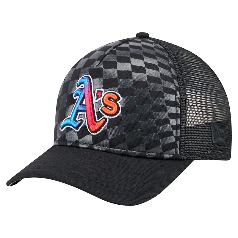 Casquette ajustable noire Athletics Gradient 9FORTY A-Frame M-Crown Trucker de New Era pour homme