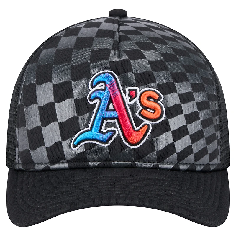 Men's New Era Black Athletics Gradient 9FORTY A-Frame M-Crown Trucker Adjustable Hat