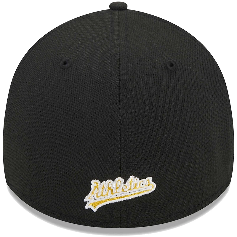 Men's New Era Black Athletics Logo 39THIRTY Flex Hat